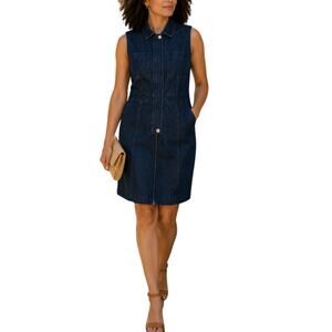 Eloquii Women's Sleeveless Denim Dress, Blue, Size 20